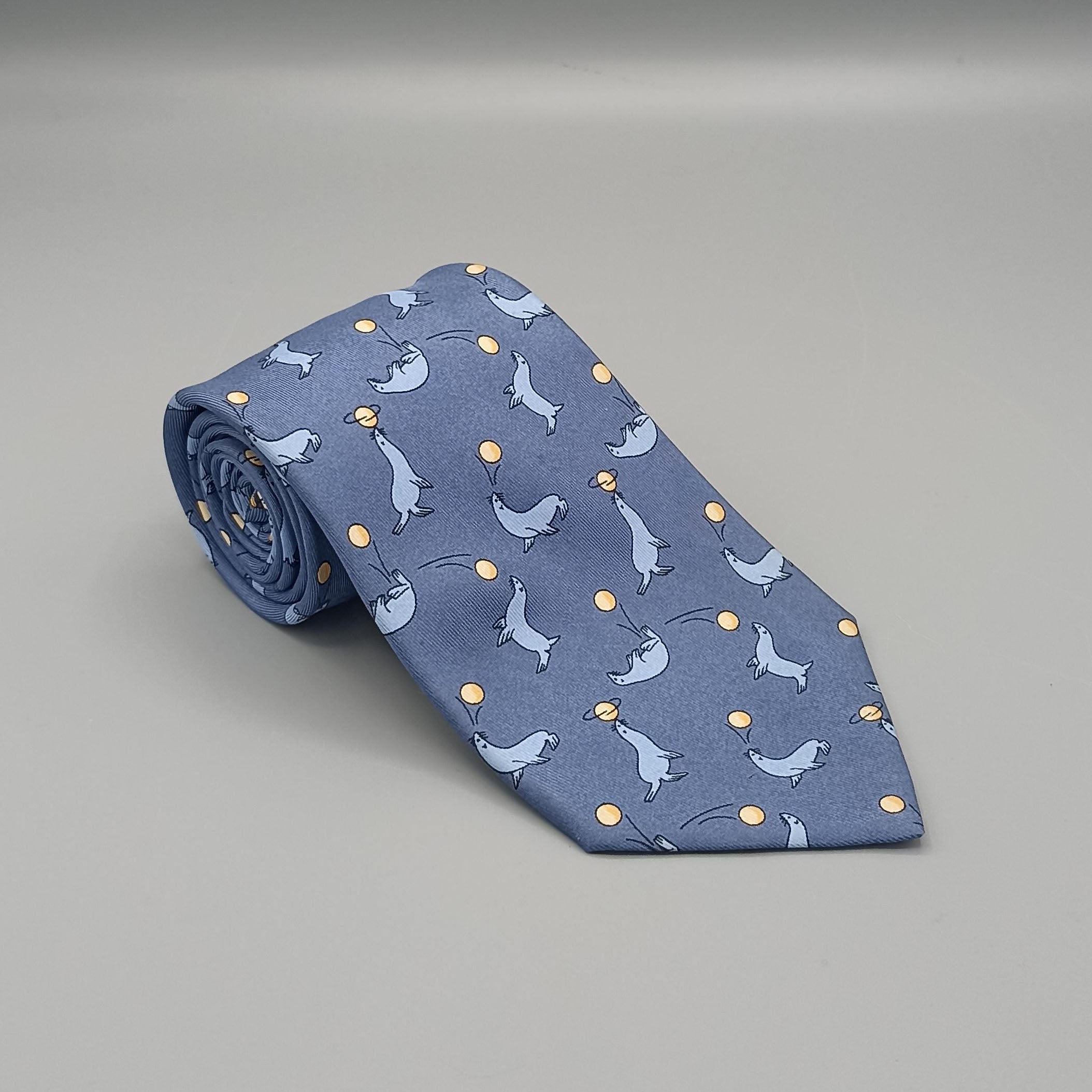 Cravate Hermès bleue à motif