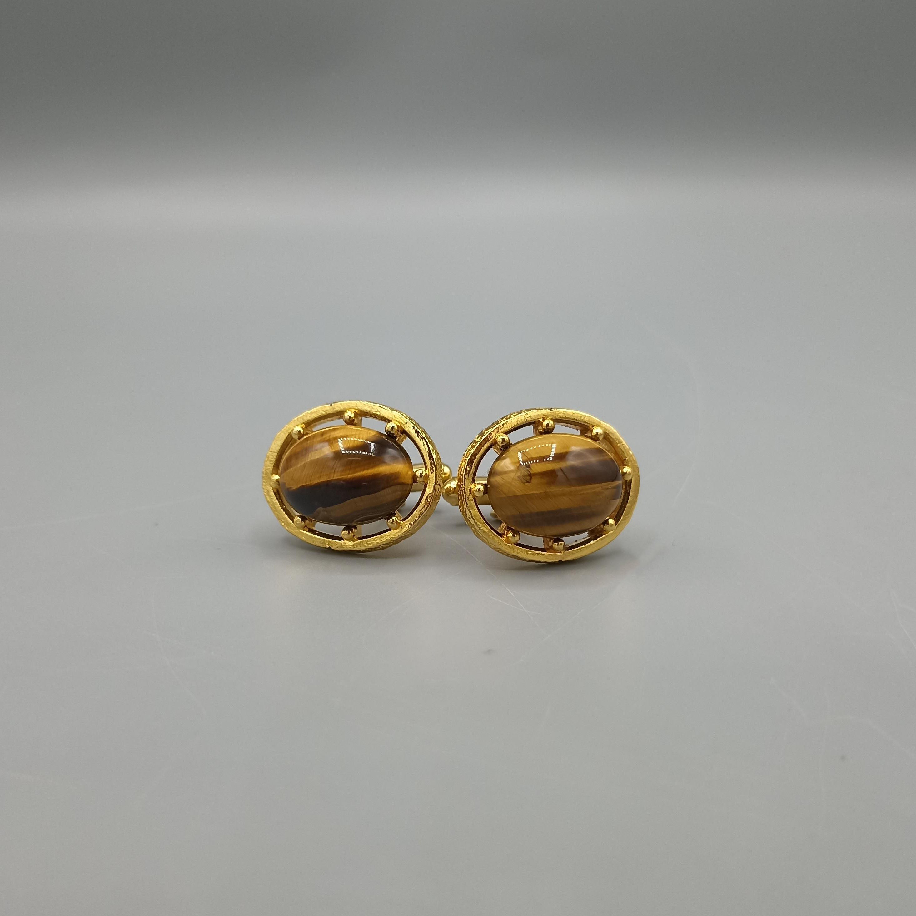 Boutons de manchette vintage oeil de tigre