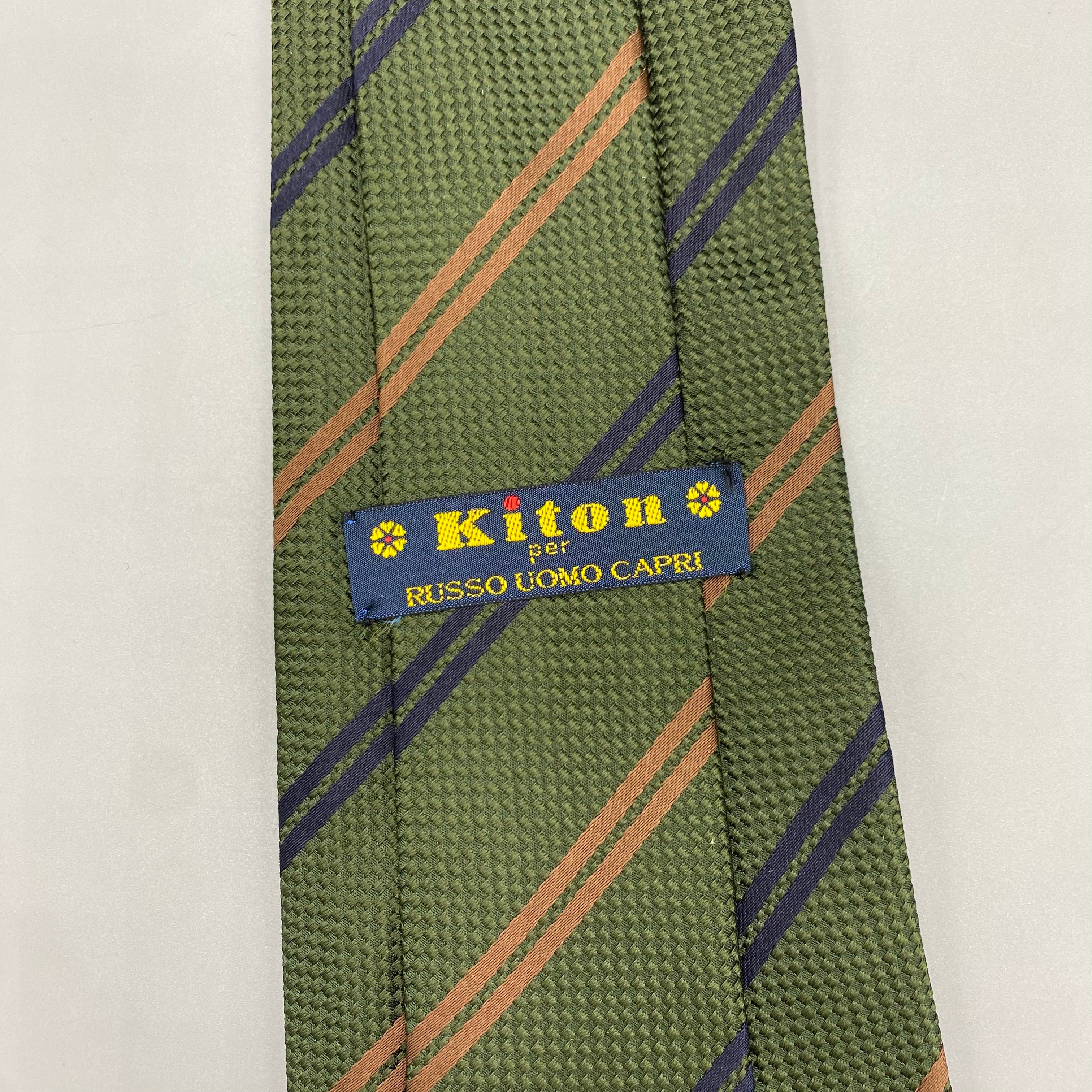 Cravate verte à rayures Kiton