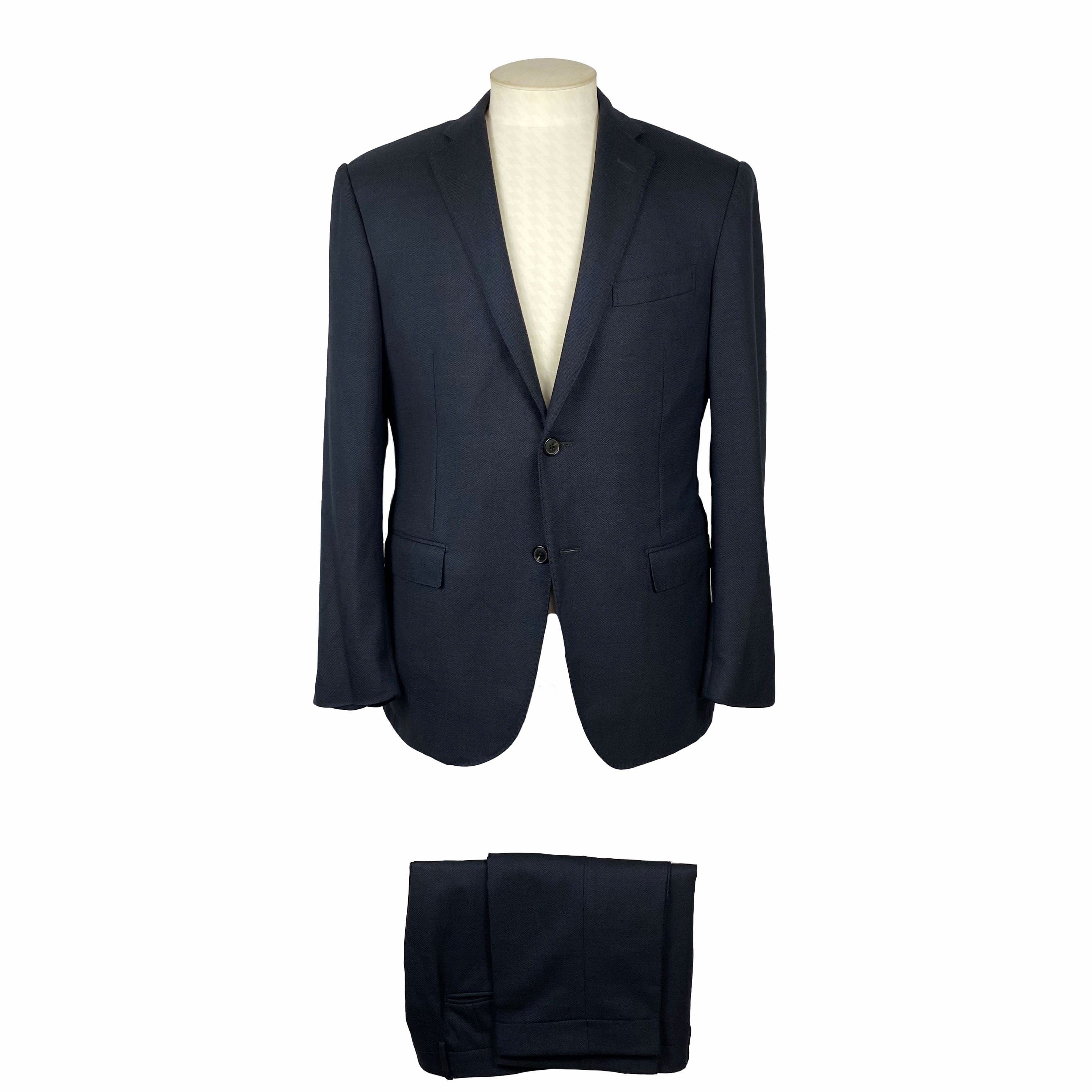 Costume bleu marine grains de caviar Corneliani